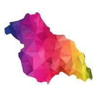Abstract Polygon Map - illustration Low Poly Color Rainbow Kashmir map of isolated. Illustration eps10. vector