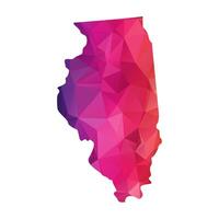 Abstract Polygon Map - illustration Low Poly Color Rainbow Illinois map of isolated. Illustration eps10. vector