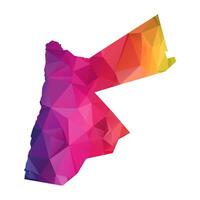 Abstract Polygon Map - illustration Low Poly Color Rainbow Jordan map of isolated. Illustration eps10. vector