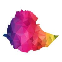 Abstract Polygon Map - illustration Low Poly Color Rainbow Ethiopia map of isolated. Illustration eps10. vector
