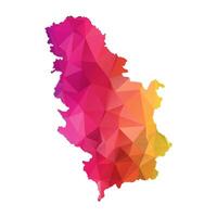 Abstract Polygon Map - illustration Low Poly Color Rainbow Serbia map of isolated. Illustration eps10. vector