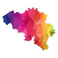 Abstract Polygon Map - illustration Low Poly Color Rainbow Belgium map of isolated. Illustration eps10. vector