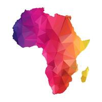 Abstract Polygon Map - illustration Low Poly Color Rainbow Africa map of isolated. Illustration eps10. vector
