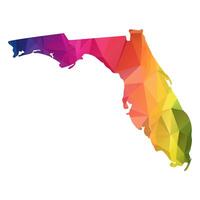 Abstract Polygon Map - illustration Low Poly Color Rainbow Florida map of isolated. Illustration eps10. vector