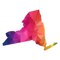 Abstract Polygon Map - illustration Low Poly Color Rainbow New York map of isolated. Illustration eps10. vector