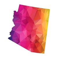 Abstract Polygon Map - illustration Low Poly Color Rainbow Arizona map of isolated. Illustration eps10. vector