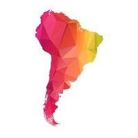 Abstract Polygon Map - illustration Low Poly Color Rainbow South America map of isolated. Illustration eps10. vector