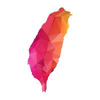 Abstract Polygon Map - illustration Low Poly Color Rainbow Taiwan map of isolated. Illustration eps10. vector