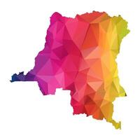 Abstract Polygon Map - illustration Low Poly Color Rainbow Democratic Republic of the Congo map of isolated. Illustration eps10. vector
