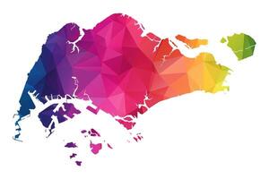 Abstract Polygon Map - illustration Low Poly Color Rainbow Singapore map of isolated. Illustration eps10. vector