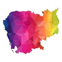 Abstract Polygon Map - illustration Low Poly Color Rainbow Cambodia map of isolated. Illustration eps10. vector