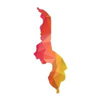 Abstract Polygon Map - illustration Low Poly Color Rainbow Malawi map of isolated. Illustration eps10. vector