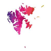 Abstract Polygon Map - illustration Low Poly Color Rainbow Svalbard map of isolated. Illustration eps10. vector