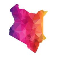 Abstract Polygon Map - illustration Low Poly Color Rainbow Kenya map of isolated. Illustration eps10. vector