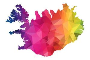 Abstract Polygon Map - illustration Low Poly Color Rainbow Iceland map of isolated. Illustration eps10. vector