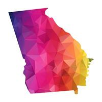 Abstract Polygon Map - illustration Low Poly Color Rainbow Georgia map of isolated. Illustration eps10. vector