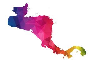 Abstract Polygon Map - illustration Low Poly Color Rainbow Central America map of isolated. Illustration eps10. vector