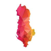 Abstract Polygon Map - illustration Low Poly Color Rainbow Albania map of isolated. Illustration eps10. vector