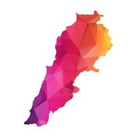 Abstract Polygon Map - illustration Low Poly Color Rainbow Lebanon map of isolated. Illustration eps10. vector