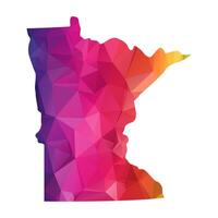 Abstract Polygon Map - illustration Low Poly Color Rainbow Minnesota map of isolated. Illustration eps10. vector