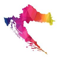Abstract Polygon Map - illustration Low Poly Color Rainbow Croatia map of isolated. Illustration eps10. vector
