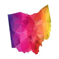 Abstract Polygon Map - illustration Low Poly Color Rainbow Ohio map of isolated. Illustration eps10. vector