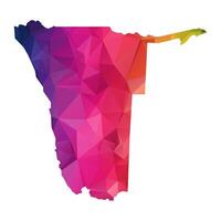 Abstract Polygon Map - illustration Low Poly Color Rainbow Namibia map of isolated. Illustration eps10. vector