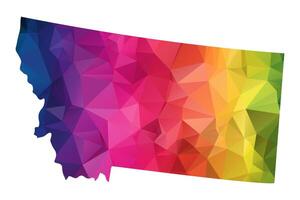 Abstract Polygon Map - illustration Low Poly Color Rainbow Montana map of isolated. Illustration eps10. vector