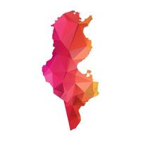Abstract Polygon Map - illustration Low Poly Color Rainbow Tunisia map of isolated. Illustration eps10. vector