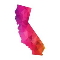 Abstract Polygon Map - illustration Low Poly Color Rainbow California map of isolated. Illustration eps10. vector