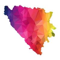 Abstract Polygon Map - illustration Low Poly Color Rainbow Bosnia and Herzegovina map of isolated. Illustration eps10. vector