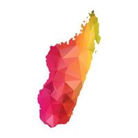 Abstract Polygon Map - illustration Low Poly Color Rainbow Madagascar map of isolated. Illustration eps10. vector