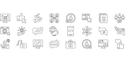 Social Media icons set. Set of editable stroke icons.Set of Social Media vector