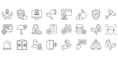 Security icons set. Set of editable stroke icons.Set of Security vector