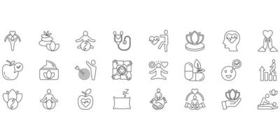 Wellness icons set. Set of editable stroke icons.Set of Wellness vector
