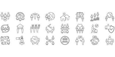 Community icons set. Set of editable stroke icons.Set of Community vector