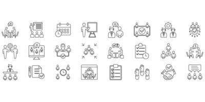 meeting icons set. Set of editable stroke icons.Set of meeting vector