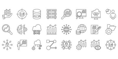 Data analytics icons set. Set of editable stroke icons.Set of Data analytics vector