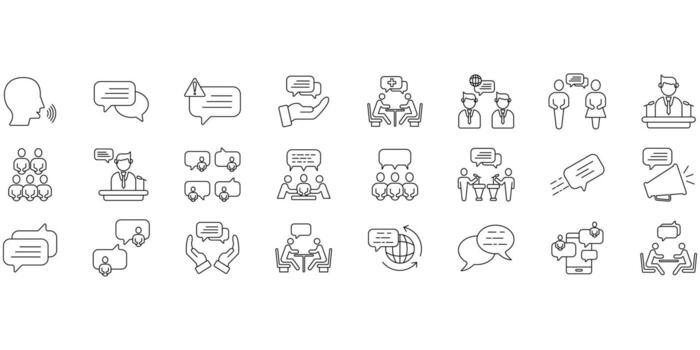 Speaking icons set. Set of editable stroke icons.Set of Speaking vector