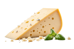 A wedge of parmesan cheese with crumbled pieces on pizza crust png