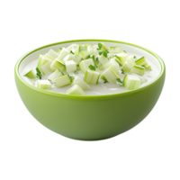A bowl of cucumber salad with a green bowl png