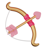 3D Render, Cupid's bow, arrow, and heart for valentine's day. Icon Illustration png