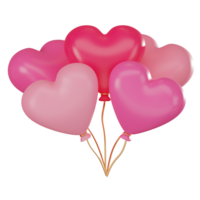 3d rendere, romantico cuore palloncini per celebrazioni e eventi. icona illustrazione png