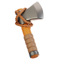3d rendering adventure game icon concept. 3d render axe icon png