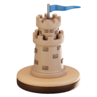 3d rendering adventure game icon concept. 3d render tower icon png