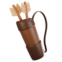 3d rendering adventure game icon concept. 3d render quiver icon png