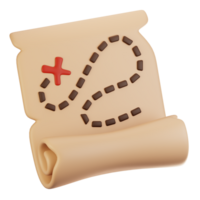 3d rendering adventure game icon concept. 3d render map icon png