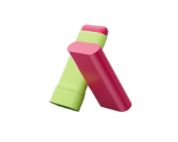 Glow Tinted Pink Blush Stick In Lime Green Casing With Glossy Pink Cap For Cheeks 3D Illustration png
