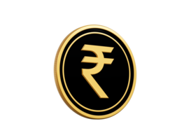 Golden And Black Rounded Indian Rupee Coin Shiny Golden Glow 3d Illustration png