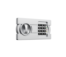Metallic Finish Digital Safe with A Combination Lock And Circular Handle For Access 3D Illustration png